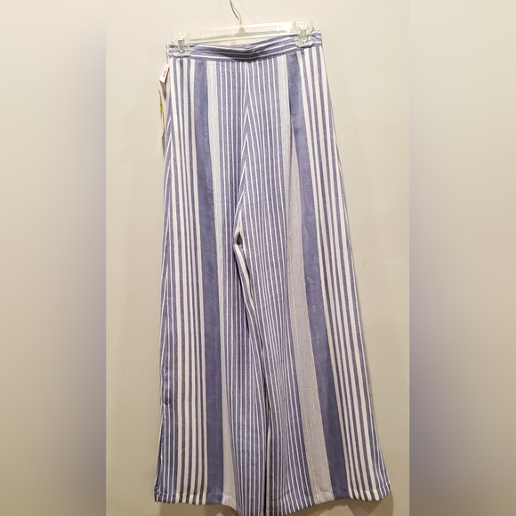 Gianni Bini High waisted  blue and white  Striped   wide leg pants sz S - Picture 3 of 8